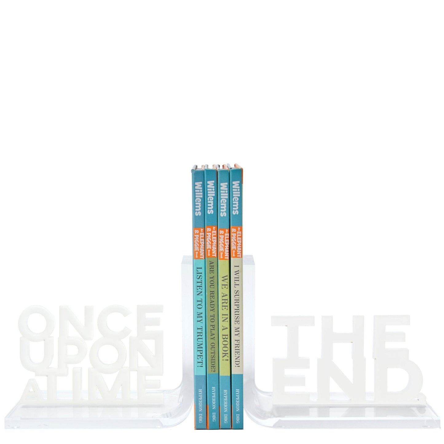 White Once Upon A Time & The End Acrylic Bookends
