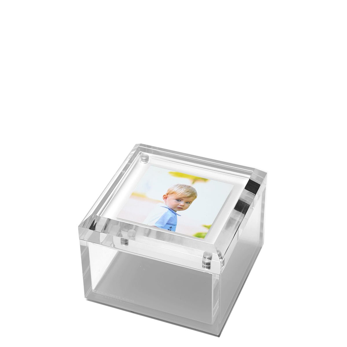 White Printed Acrylic 4" x 4" Photo Box