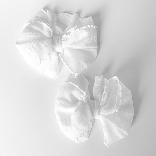 White | Ruffled Hair Clip
