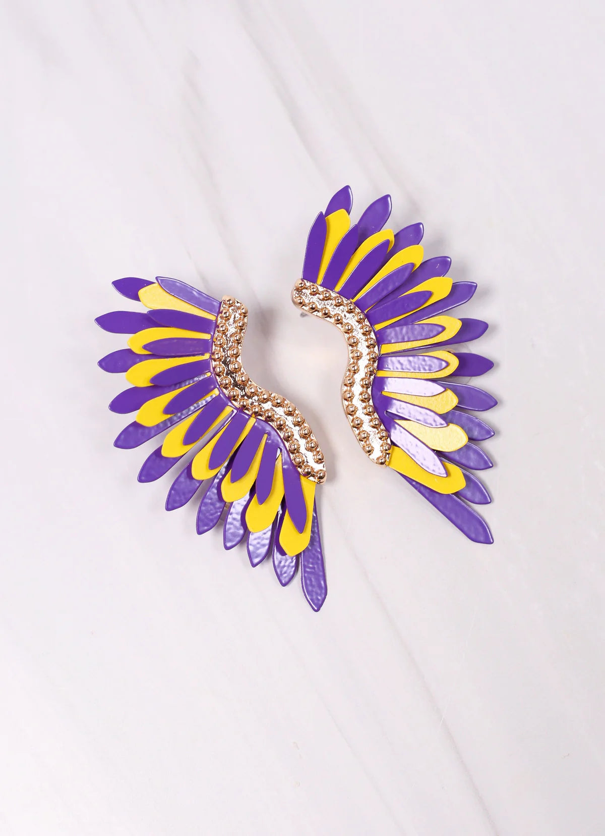 Farrell Metal Fan Earring PURPLE YELLOW