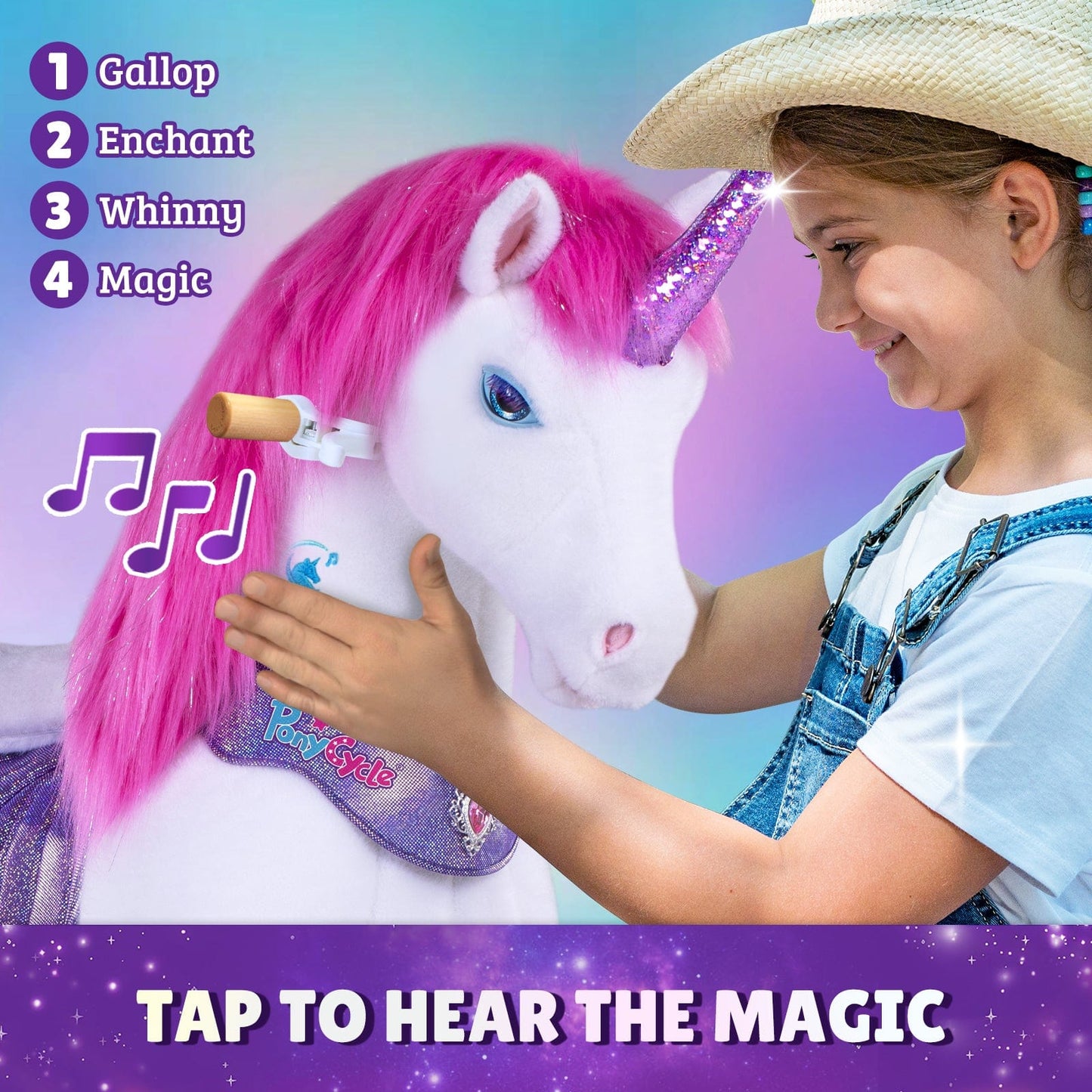Model Y® Pink/Purple Unicorn Rideable Toy for Age 4-7