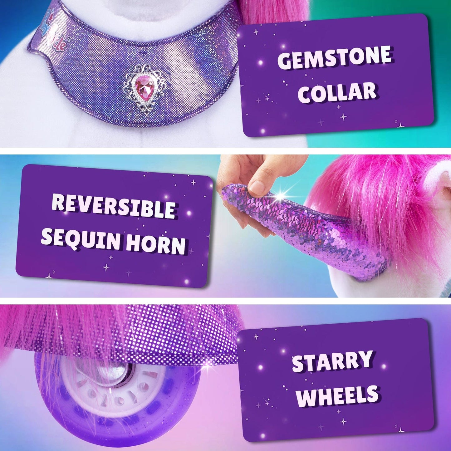 Model Y® Pink/Purple Unicorn Rideable Toy for Age 4-7