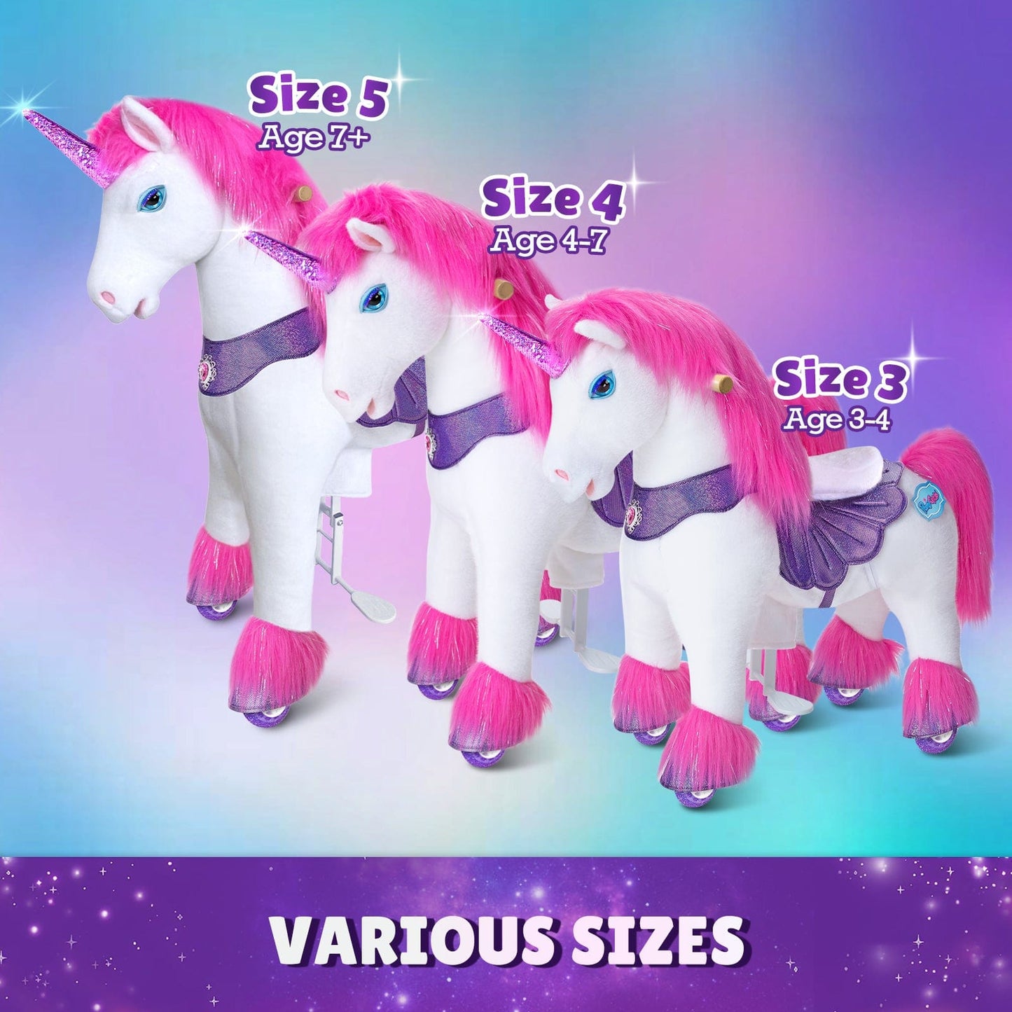 Model Y® Pink/Purple Unicorn Rideable Toy for Age 3-4