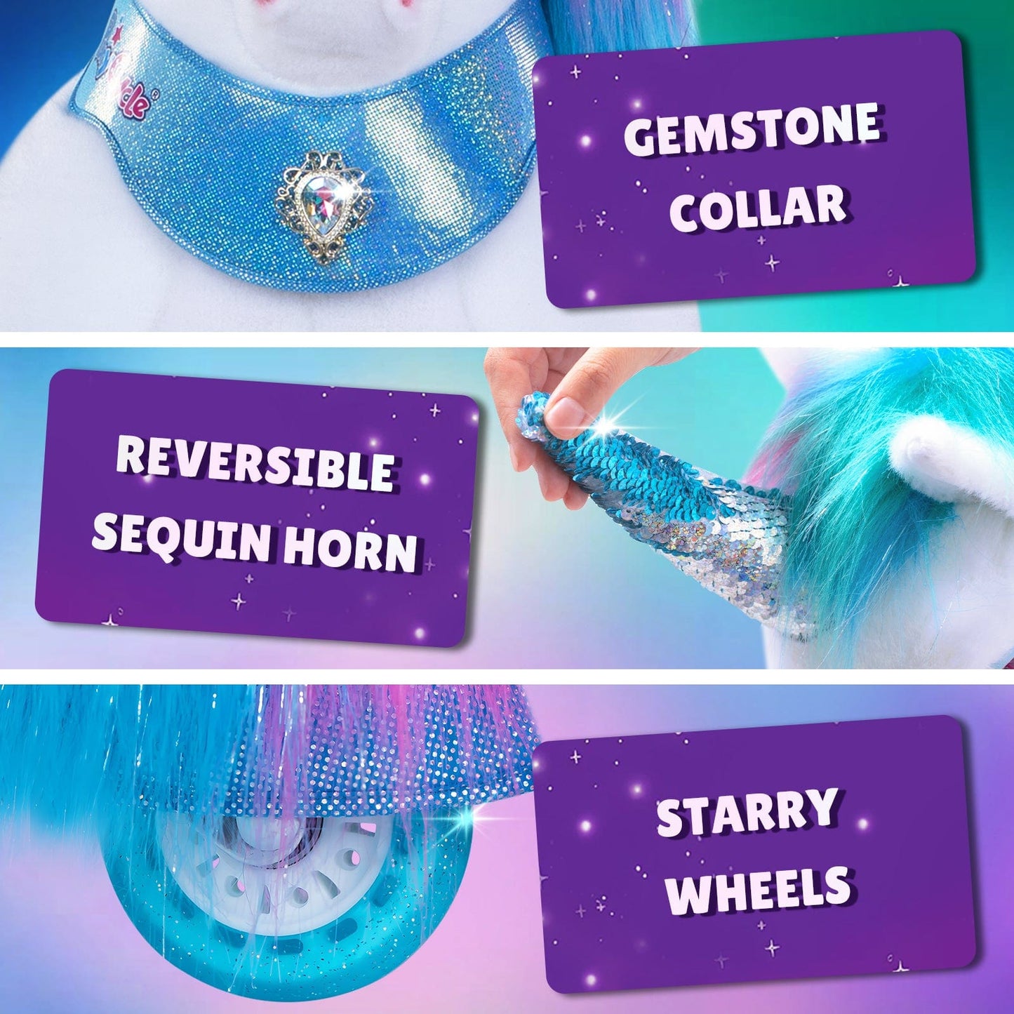 Model Y® Rainbow Unicorn Rideable Toy for Age 3-4