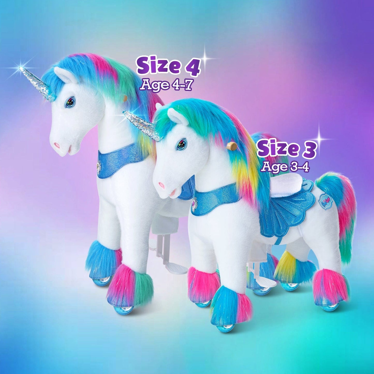 Model Y® Rainbow Unicorn Rideable Toy for Age 3-4