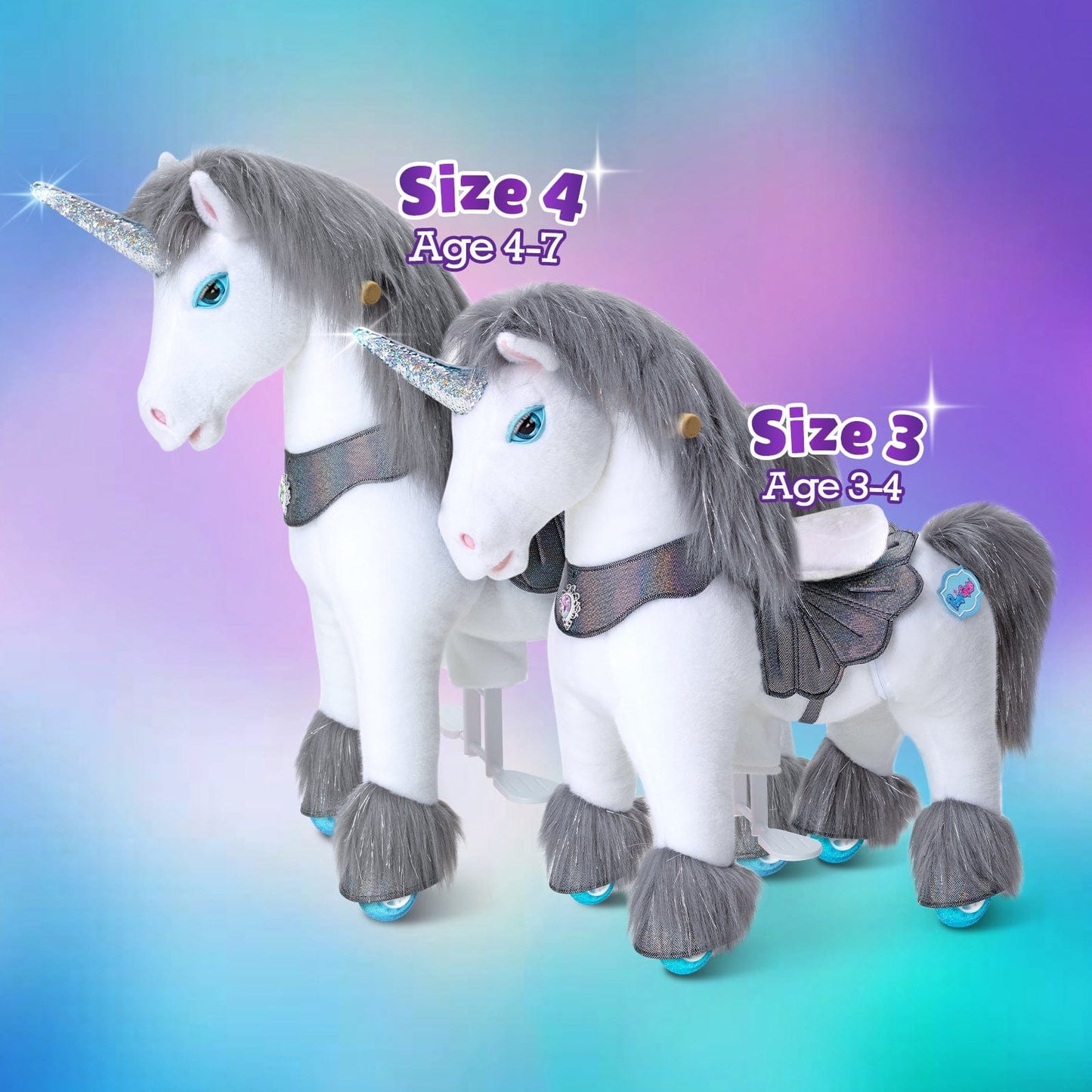 Model Y® Grey Unicorn Rideable Toy for Age 4-7