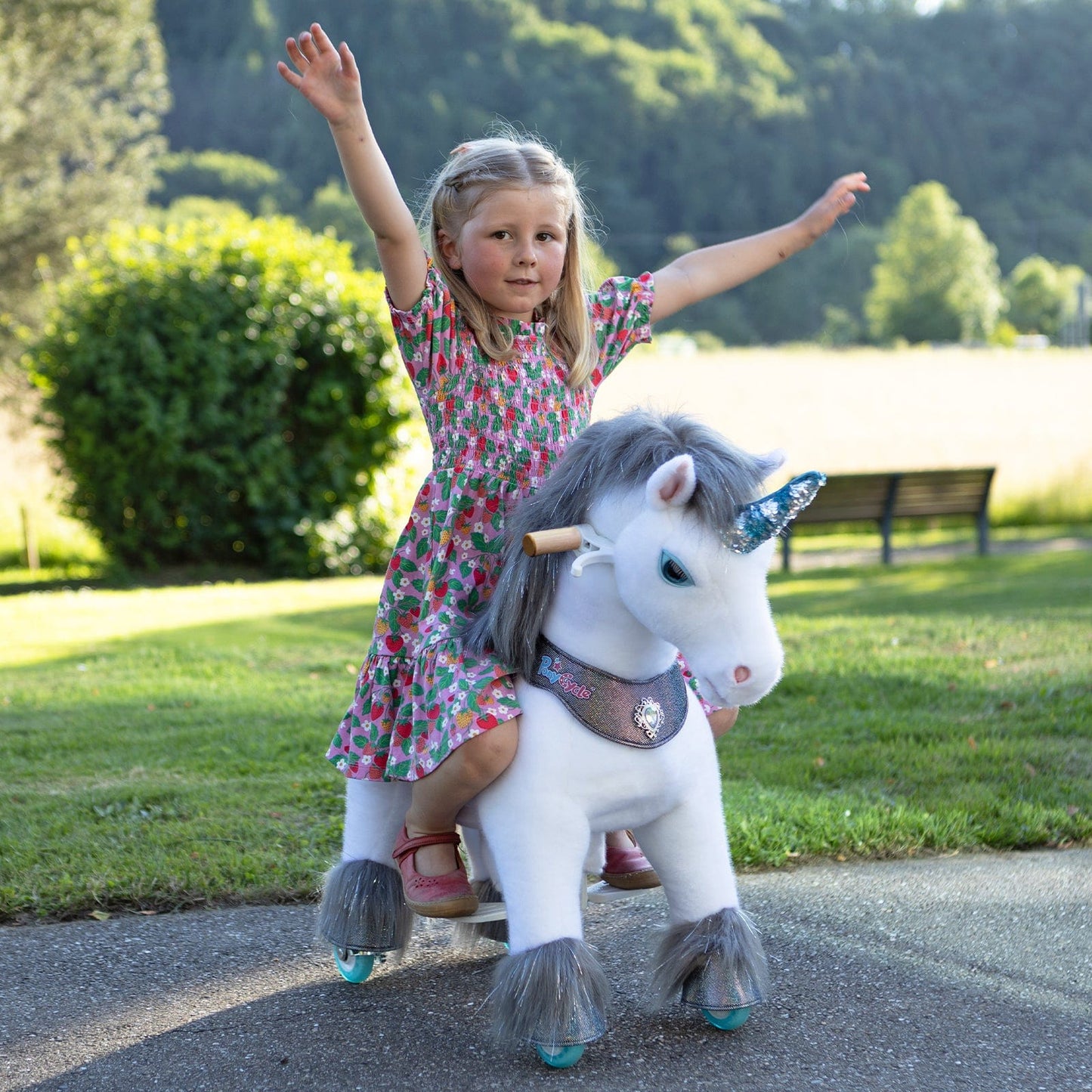 Model Y® Grey Unicorn Rideable Toy for Age 3-4