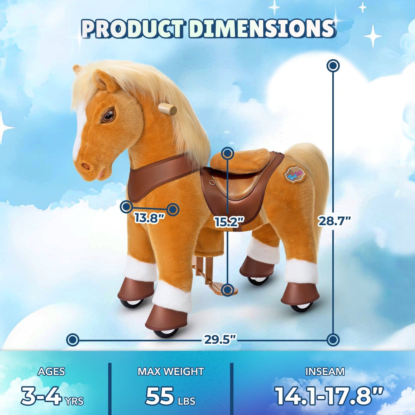Model Y® Horse Ride-On Toy Age 3–4 – Light Brown