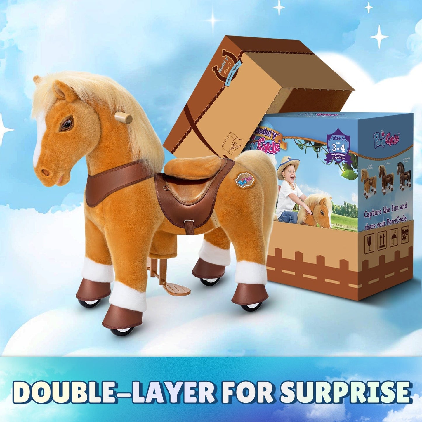 Model Y® Light Brown Horse Rideable Toy for Age 3-4