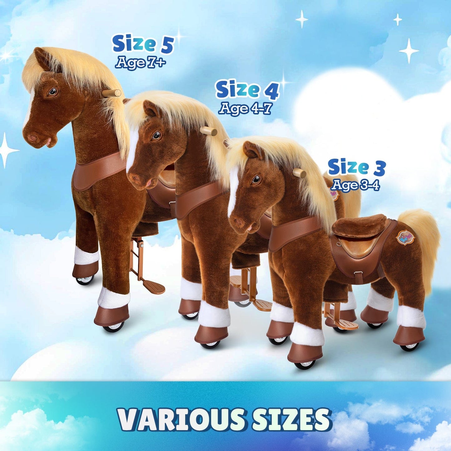 Model Y® Brown Horse Rideable Toy for Age 3-4