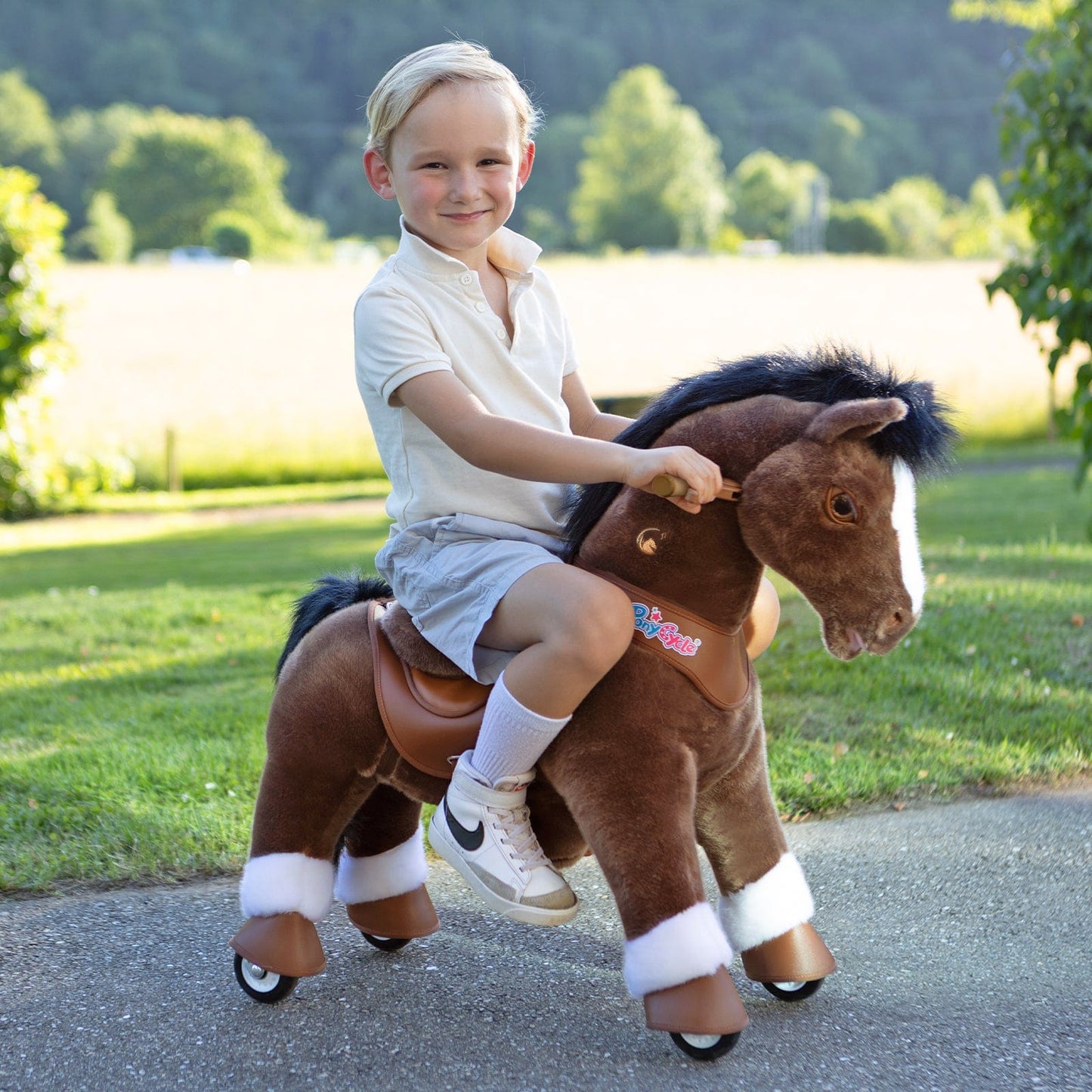 Model Y® Chocolate Brown Horse Rideable Toy for Age 3-4