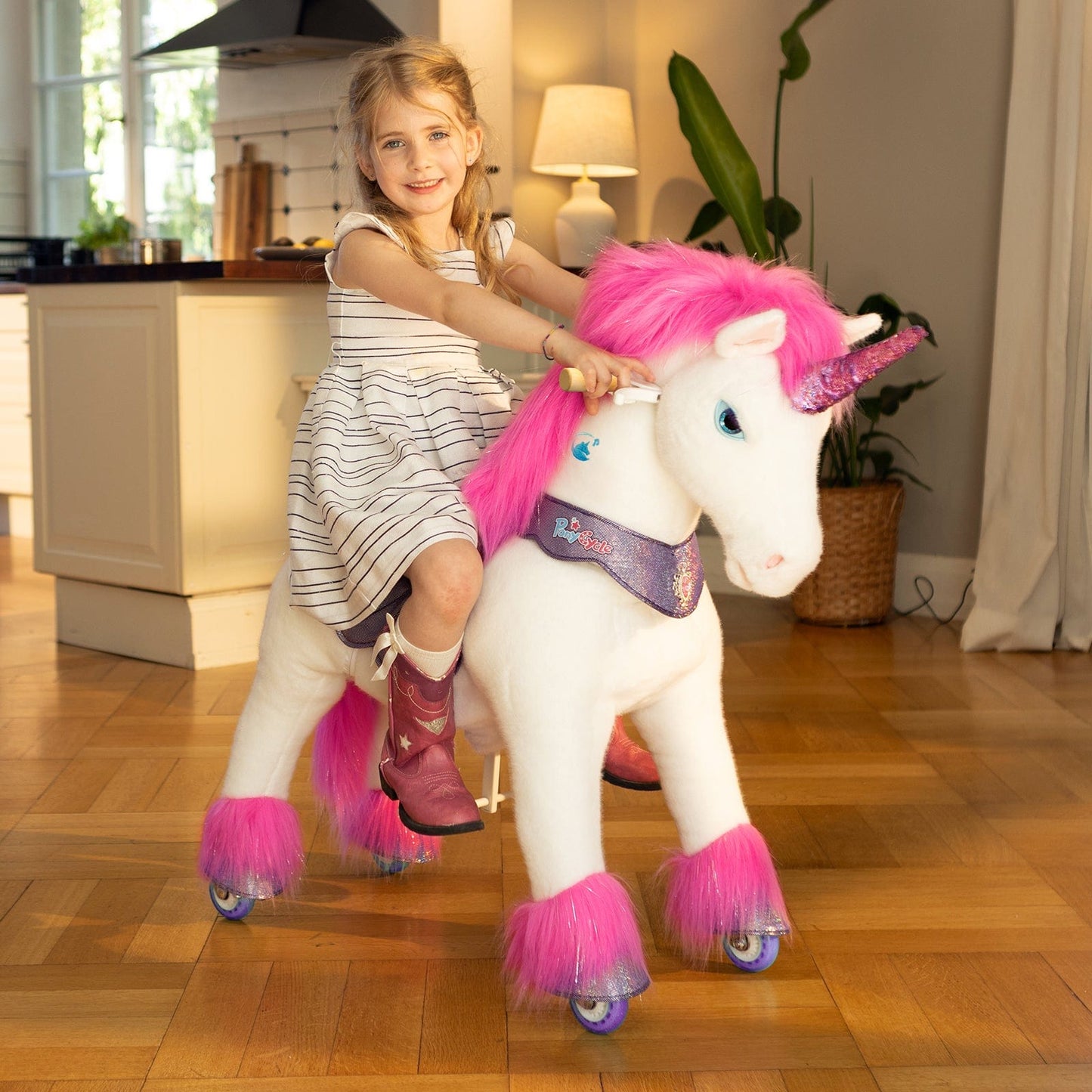 Model Y® Pink/Purple Unicorn Rideable Toy for Age 4-7