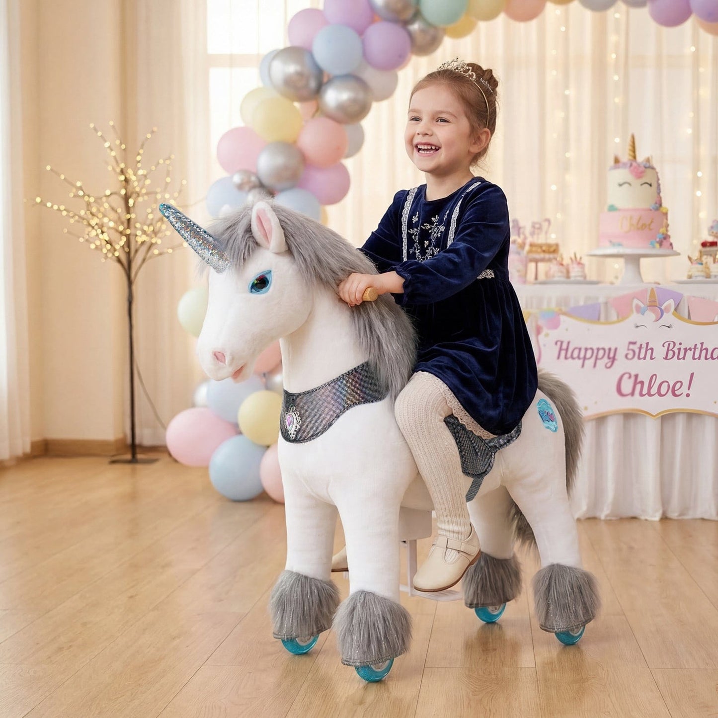 Model Y® Unicorn Ride-On Toy Age 4–7 – Grey