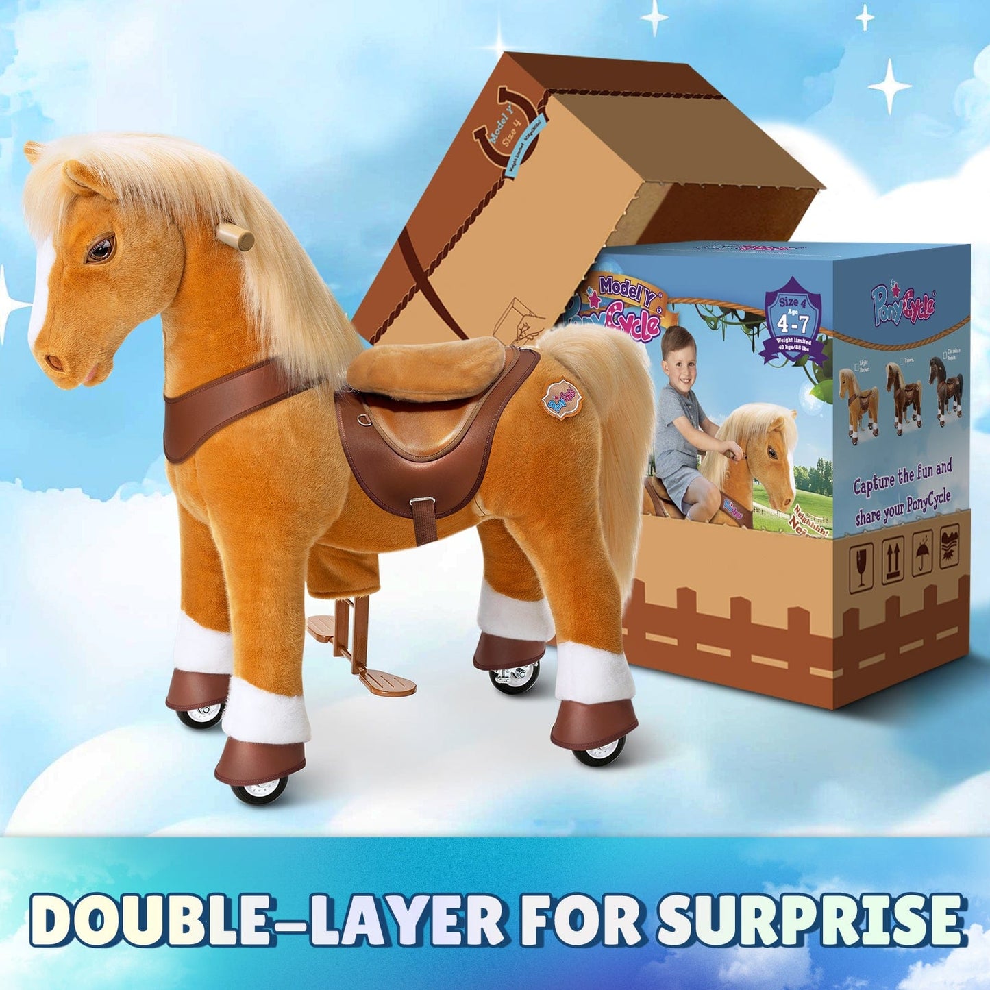 Model Y® Light Brown Horse Rideable Toy for Age 4-7