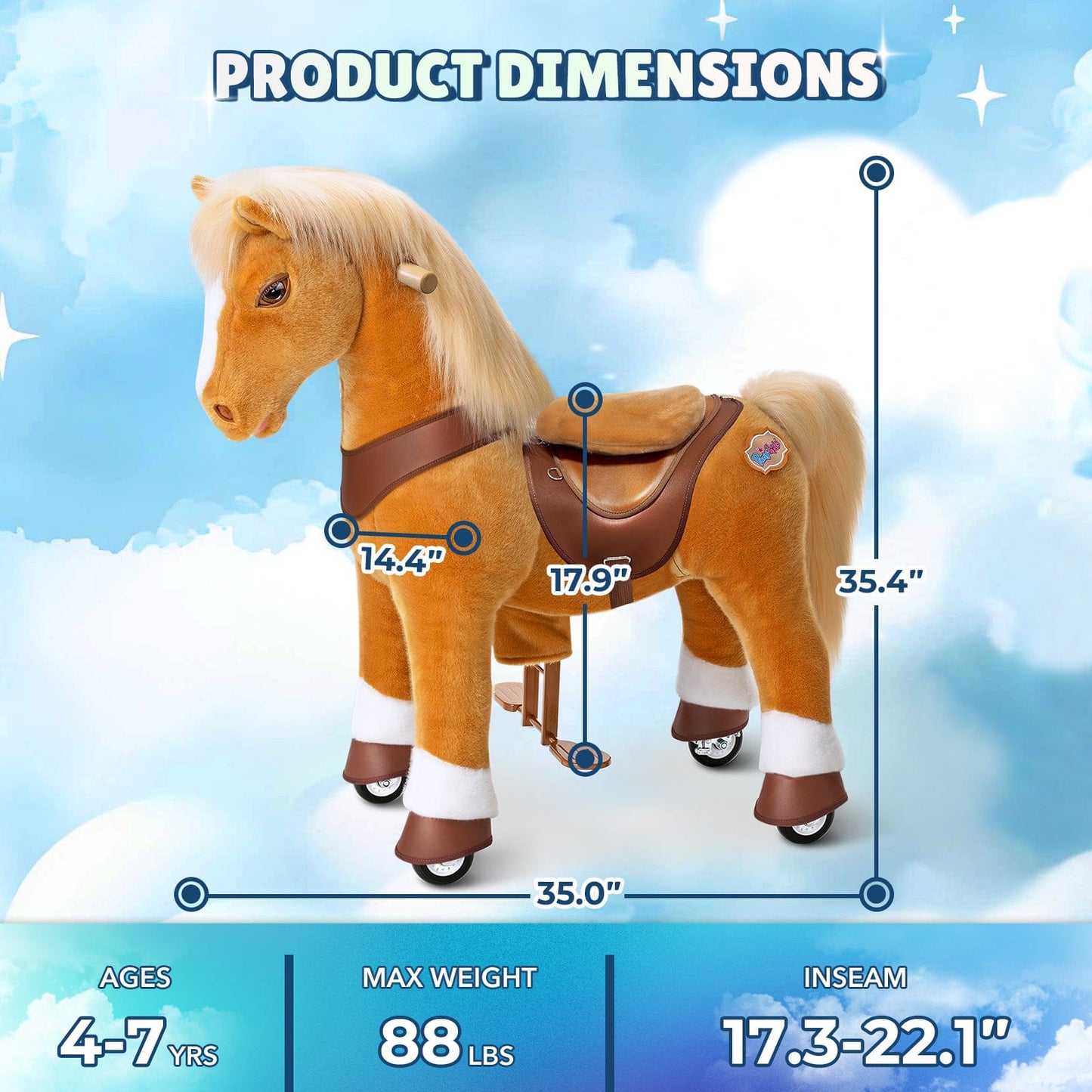 Model Y® Light Brown Horse Rideable Toy for Age 4-7