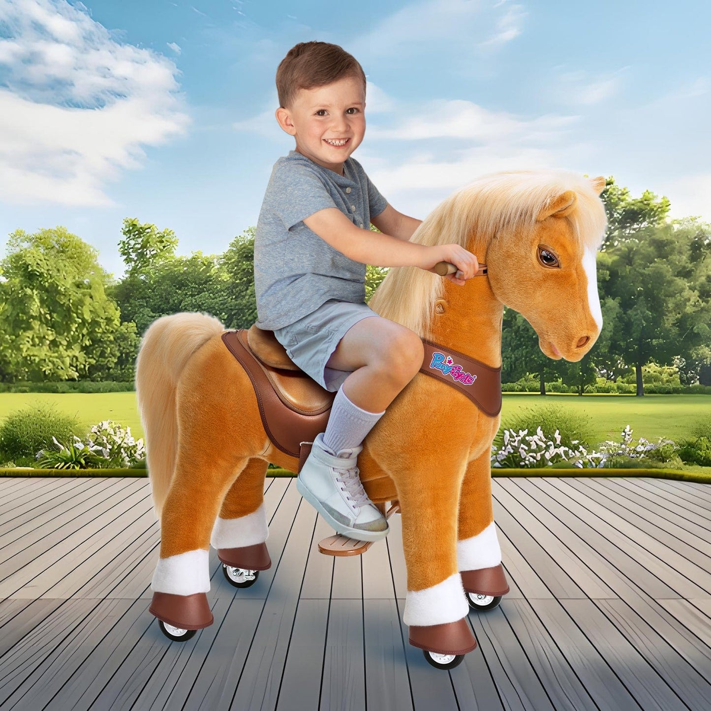 Model Y® Light Brown Horse Rideable Toy for Age 4-7