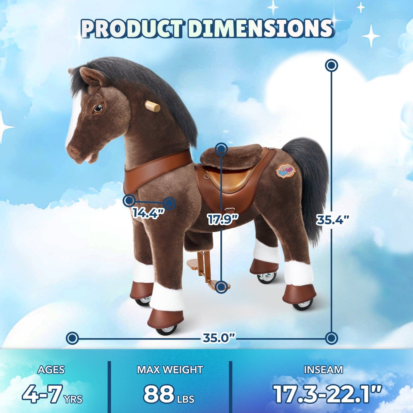 Model Y® Chocolate Brown Horse Rideable Toy for Age 4-7