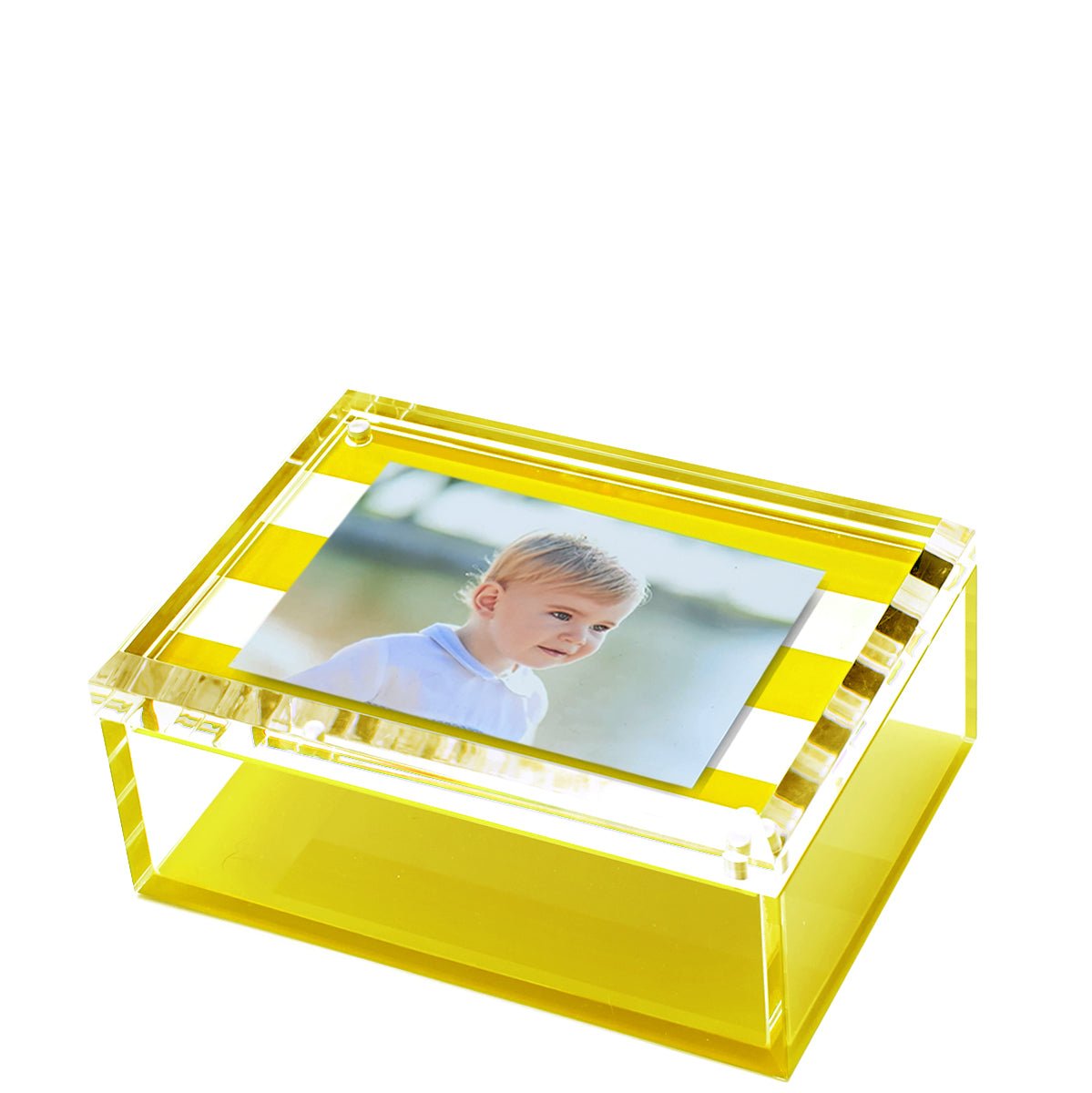 Yellow & White Stripe Acrylic 5" x 7" Photo Box