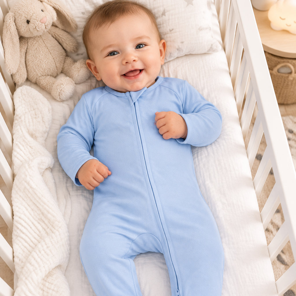 Sweet Bamboo Zipper Footie -  Dontes Blue
