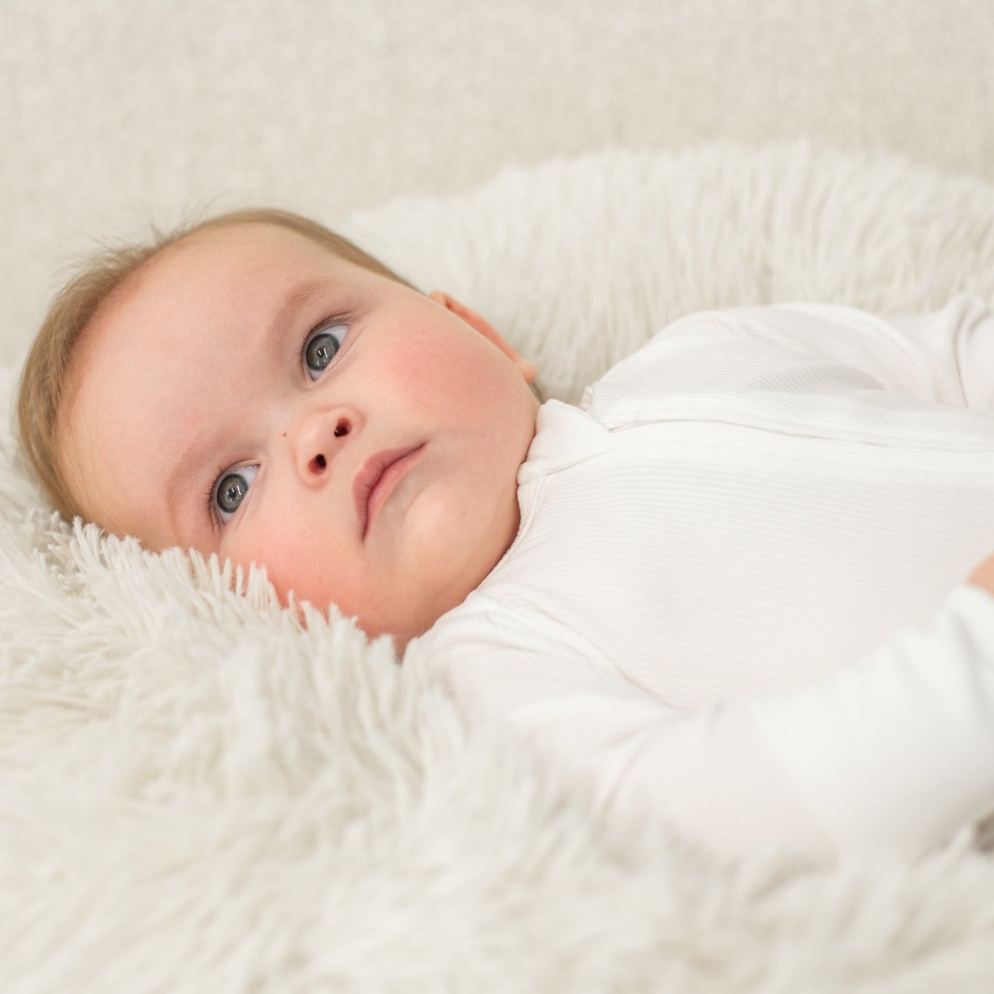 Zipper Footie Pure White Rib