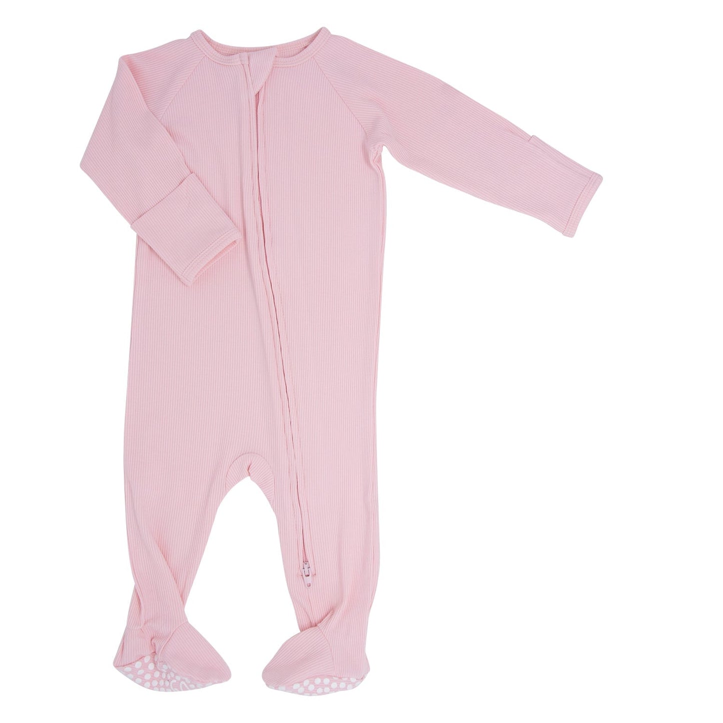 Zipper Footie Perfect Pink Rib