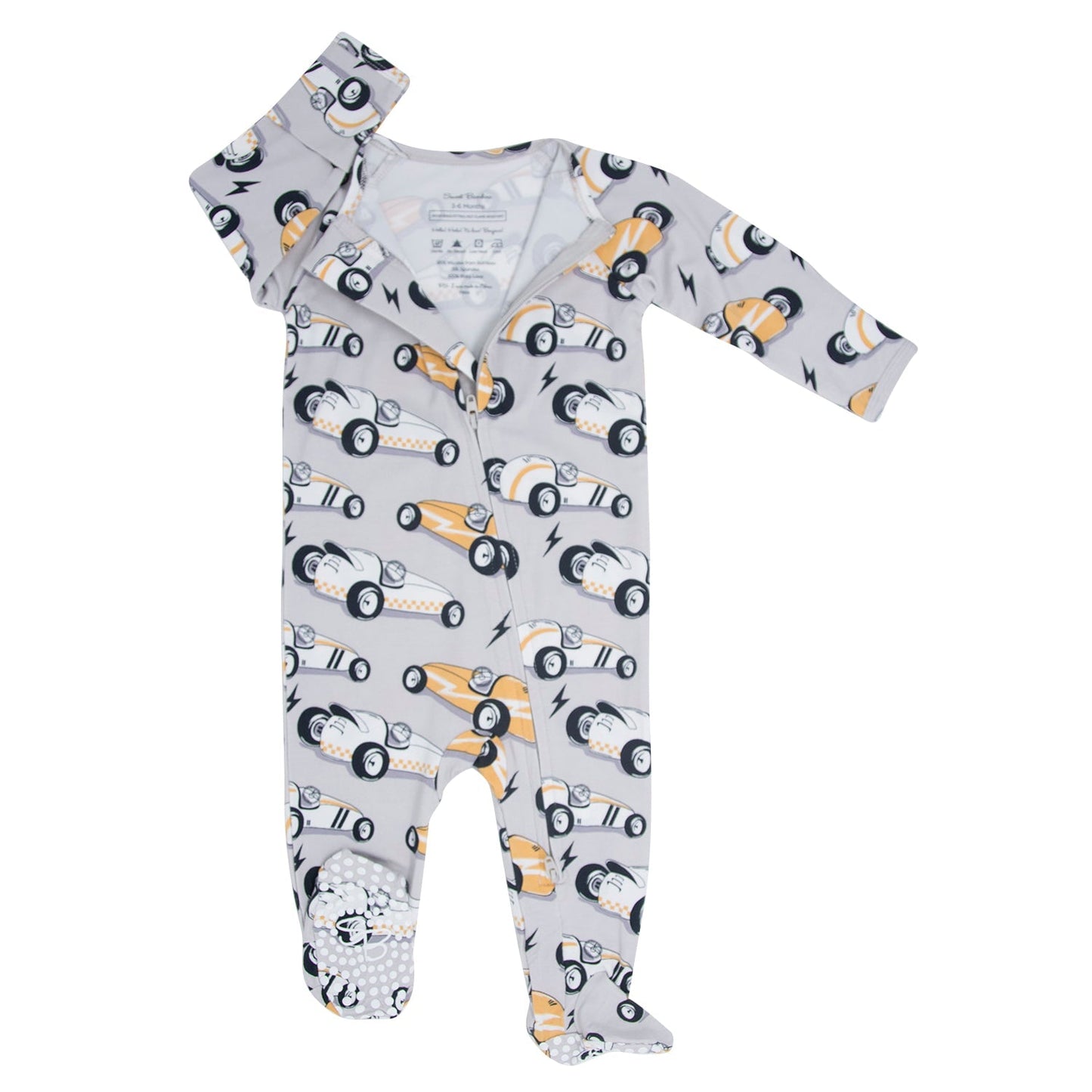 Vintage Racecars Baby Zipper Footie