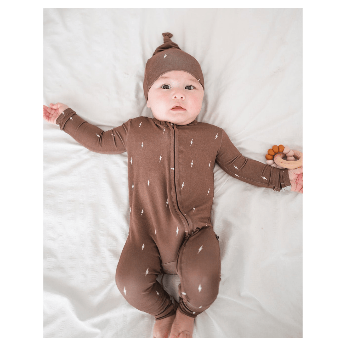 Brown Lightning Baby Pajamas | Zipper Romper