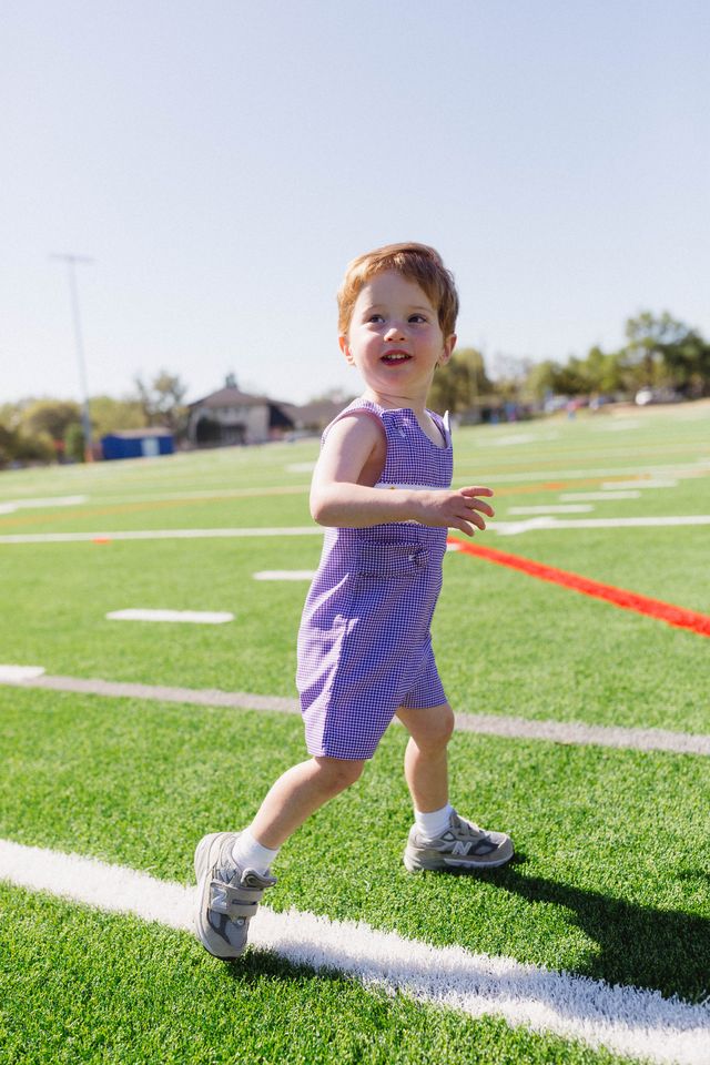 Boys Purple Tiger Smocked Jon Jon – LSU-Inspired Baby & Toddler Game Day Jon Jon | The Prissy Pelican Boutique Bossier City, LA