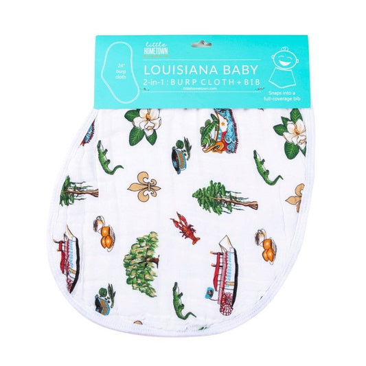 2-in-1 Burp Cloth and Bib: Louisiana (Unisex)